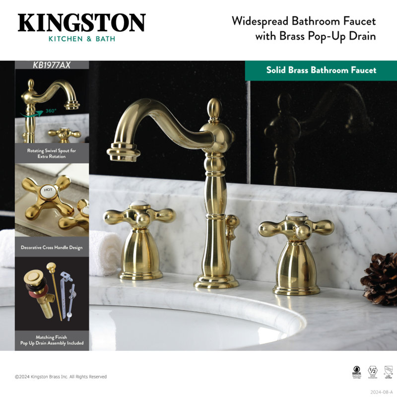 Kingston Brass Heritage Two-Handle 3-Hole Deck Mount Widespread